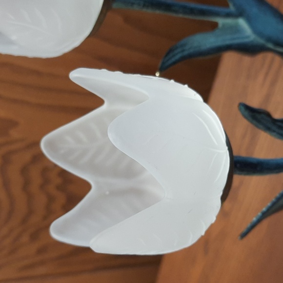 VTG Frosted Glass Tulip Optical Patina Votive Candle Set - Picture 2 of 5